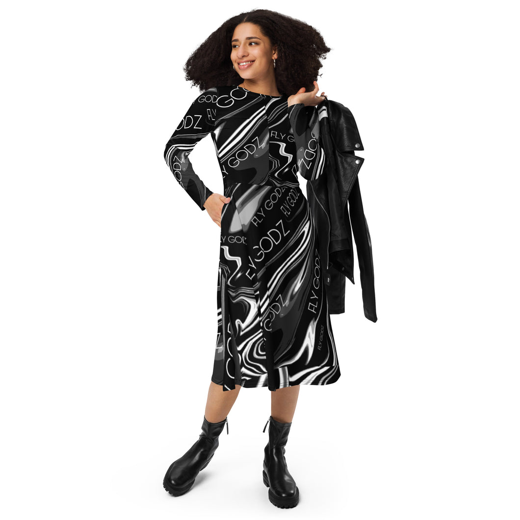 FLY GODZ long sleeve midi dress